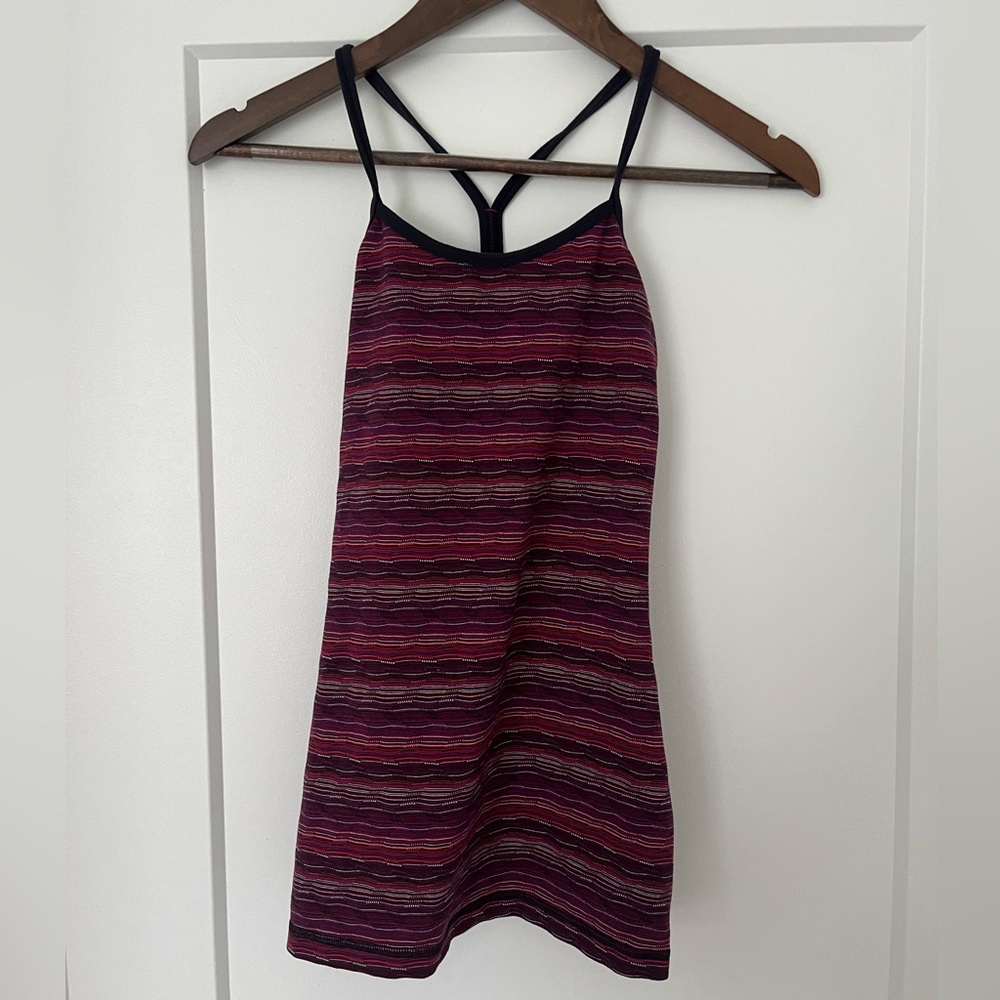 Lululemon Power Y Tank Top in purple heather pattern.